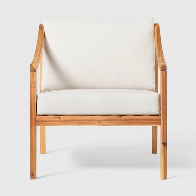 Saracina Home Mid-Century Modern Slatted Outdoor Acacia Arm Chair With Cushion 9 Saracina Home Mid-Century Modern Slatted Outdoor Acacia Arm Chair With Cushion - Image 7