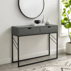 Faux Shagreen Modern 2 Drawer Entry Table - Saracina Home -Saracina Home Shop GUEST 6219430c 32ea 4f7f 80c4 8c4b297fdf88