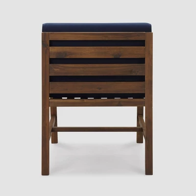 Modular Acacia Wood Armless Patio Chair With Cushion - Dark Brown/Navy - Saracina Home 4 Modular Acacia Wood Armless Patio Chair With Cushion - Dark Brown/Navy - Saracina Home - Image 2