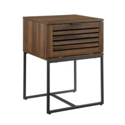 Visconti Boho Slat Pull Down Door Side Table Dark Walnut - Saracina Home -Saracina Home Shop GUEST 659ec25c 13f7 4ed9 a5d9 4380c541f97e
