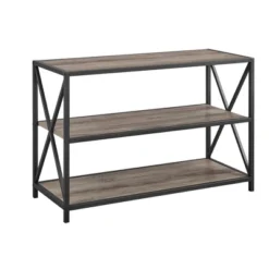 25.62" X Frame Metal And Wood Media Bookshelf - Saracina Home -Saracina Home Shop GUEST 66341339 f03c 4dae b9cb d9a098afb416