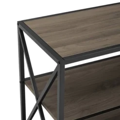 Modern Industrial X Frame Metal And Wood Media Bookshelf - Saracina Home -Saracina Home Shop GUEST 679c835e 1c70 43ee 9683 1e0a83265bd8