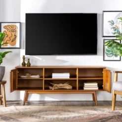 Solid Wood Mid-Century Modern TV Stand For TVs Up To 65" - Saracina Home 27 Solid Wood Mid-Century Modern TV Stand For TVs Up To 65" - Saracina Home -Saracina Home Shop GUEST 686002c1 8c90 4149 bce4 d40fc12f1038