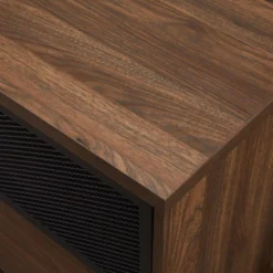 Modern Industrial Metal Mesh Sliding Door TV Stand For TVs Up To 80" Dark Walnut - Saracina Home -Saracina Home Shop GUEST 68bc1676 6051 4e86 8632 b35c64b611e6