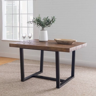 52" Modern Farmhouse Solid Wood Distressed Plank Top Dining Table - Saracina Home 3 52" Modern Farmhouse Solid Wood Distressed Plank Top Dining Table - Saracina Home