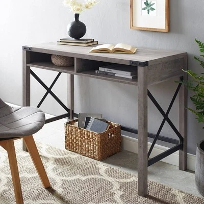Sophie Modern Farmhouse X Frame Writing Desk With Cubbies Gray Wash - Saracina Home 3 Sophie Modern Farmhouse X Frame Writing Desk With Cubbies Gray Wash - Saracina Home
