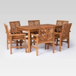 7pc Slatted Chevron Acacia Patio Dining Set - Saracina Home 25 7pc Slatted Chevron Acacia Patio Dining Set - Saracina Home -Saracina Home Shop GUEST 6c5a38cb 01f2 4a50 903c b27f64f7a8ce