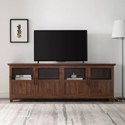 Kimber 4 Door Glass Panel Storage TV Stand For TVs Up To 80" - Saracina Home 4 Kimber 4 Door Glass Panel Storage TV Stand For TVs Up To 80" - Saracina Home - Image 2