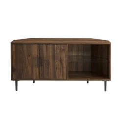 Contemporary Corner TV Stand For TVs Up To 55" Dark Walnut - Saracina Home -Saracina Home Shop GUEST 7166d9c9 2175 4acc 998e a0a2a5ad4d69
