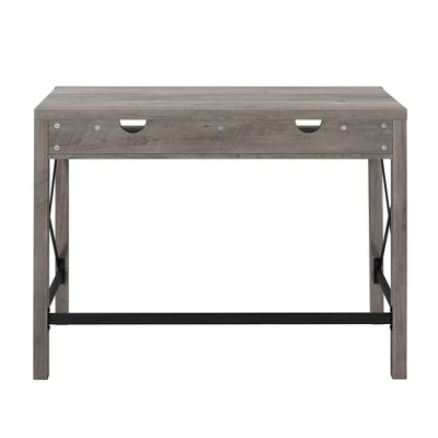 Sophie Modern Farmhouse X Frame Writing Desk With Cubbies Gray Wash - Saracina Home 5 Sophie Modern Farmhouse X Frame Writing Desk With Cubbies Gray Wash - Saracina Home - Image 3