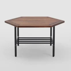 Saybrook Modern Metal And Wood Patio Hexagon Coffee Table - Dark Brown - Saracina Home 15 Saybrook Modern Metal And Wood Patio Hexagon Coffee Table - Dark Brown - Saracina Home -Saracina Home Shop GUEST 730269cb b38f 47ab b996 60c94422d99a