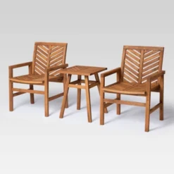 3pc Slatted Chevron Acacia Wood Patio Chat Set - Saracina Home -Saracina Home Shop GUEST 73f3400b 771e 46c9 b116 3fbf173a7fbf