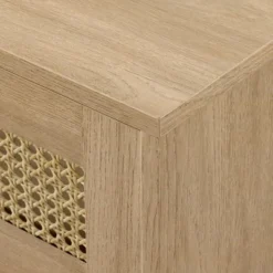 Modern Boho Floating TV Stand For TVs Up To 80" With Rattan Doors Coastal Oak - Saracina Home -Saracina Home Shop GUEST 745a3b8a 848e 4b6e 885e a5cf9fe591e4