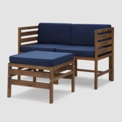 3pc Modular Acacia Wood Patio Chat Set With Cushions - Saracina Home -Saracina Home Shop GUEST 75715dfc 345c 4dac 84f9 12b8f90851ce