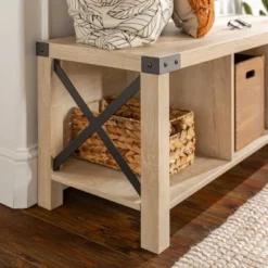 Sophie Rustic Industrial X Frame Entry Bench With 3 Cubbies - Saracina Home -Saracina Home Shop GUEST 76846a45 266b 4f62 a676 609461ed92c8