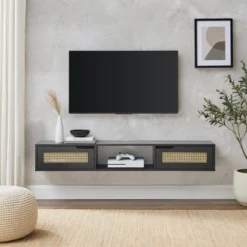 Modern Boho Floating TV Stand For TVs Up To 65" With Rattan Doors - Saracina Home 18 Modern Boho Floating TV Stand For TVs Up To 65" With Rattan Doors - Saracina Home -Saracina Home Shop GUEST 76eac520 24ad 47c2 a6b9 24cf0016994e