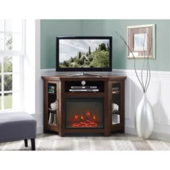 Glass Door Electric Fireplace Corner TV Stand For TVs Up To 50" - Saracina Home -Saracina Home Shop GUEST 77aa265c 6768 409a 9515 dd36fe959432