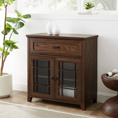 Transitional 2 Door Window Pane Accent Cabinet Dark Walnut - Saracina Home 6 Transitional 2 Door Window Pane Accent Cabinet Dark Walnut - Saracina Home - Image 4