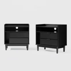 2pk Mid-Century Modern Solid Wood 2 Drawer Storage Nightstands - Saracina Home 17 2pk Mid-Century Modern Solid Wood 2 Drawer Storage Nightstands - Saracina Home -Saracina Home Shop GUEST 7ec02fdf f38c 4ef2 8a65 1390845091ae