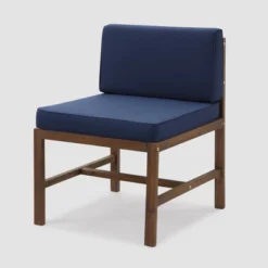 Modular Acacia Wood Armless Patio Chair With Cushion - Dark Brown/Navy - Saracina Home 18 Modular Acacia Wood Armless Patio Chair With Cushion - Dark Brown/Navy - Saracina Home -Saracina Home Shop GUEST 8327140f 3a86 469d a392 a4971e62044f