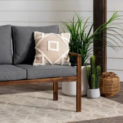 Saybrook Modern Metal And Wood Patio Loveseat - Gray/Dark Brown - Saracina Home -Saracina Home Shop GUEST 86879b55 3938 4727 9563 eccc69fd1d33