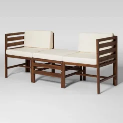 3pc Modular Acacia Wood Patio Chat Set With Cushions - Saracina Home -Saracina Home Shop GUEST 87867d10 2ed7 4519 8f7f 353e1fd3ffa4