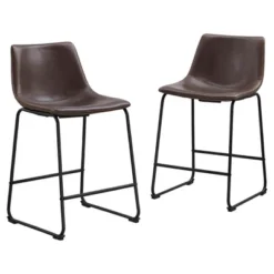 Set Of 2 Laslo Modern Upholstered Faux Leather Counter Height Barstools - Saracina Home -Saracina Home Shop GUEST 8a89e0ae 83ad 4732 8e30 d5fe08b456a7