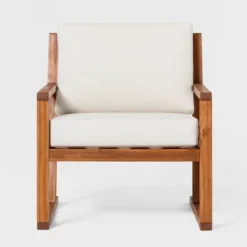 Saracina Home Modern Slat-Back Acacia Outdoor Arm Chair With Cushions -Saracina Home Shop GUEST 8c100c19 cce6 4263 bf19 7df869ee1e9b