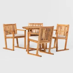 Saracina Home 5pc Modern Slatted Acacia Outdoor Dining Set With Round Table -Saracina Home Shop GUEST 8dc53612 7be6 4a13 bb62 ccfb9aa09886