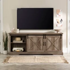 Clarabelle Double Sliding X Barn Door TV Stand For TVs Up To 80" - Saracina Home -Saracina Home Shop GUEST 8e1e8baf e18d 4219 bcfa 59f76785519d