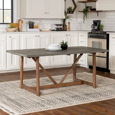 72" Solid Wood Trestle Dining Table - Saracina Home 5 72" Solid Wood Trestle Dining Table - Saracina Home - Image 3