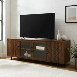 Vik Modern Boho 4 Door Herringbone TV Stand For TVs Up To 80" - Saracina Home -Saracina Home Shop GUEST 9063eb92 b49a 4de7 8042 61e07cd7b281
