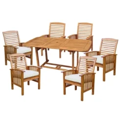 7pc Acacia Wood Patio Dining Set With Cushions - Saracina Home -Saracina Home Shop GUEST 9072023e f892 4abd acae 5ef356f7347a