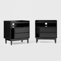 2pk Mid-Century Modern Solid Wood 2 Drawer Storage Nightstands - Saracina Home 25 2pk Mid-Century Modern Solid Wood 2 Drawer Storage Nightstands - Saracina Home -Saracina Home Shop GUEST 90b51515 663a 4264 a749 f3758d2e0dcf