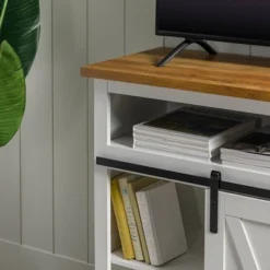 Transitional Sliding Barndoor Highboy TV Stand For TVs Up To 58" - Saracina Home -Saracina Home Shop GUEST 9668399f e5a7 419a a34e f0354846aab9