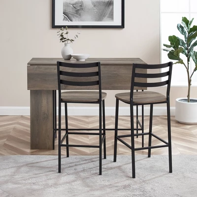 3pc Counter Height Drop Leaf Dining Set Gray Wash - Saracina Home 9 3pc Counter Height Drop Leaf Dining Set Gray Wash - Saracina Home - Image 7