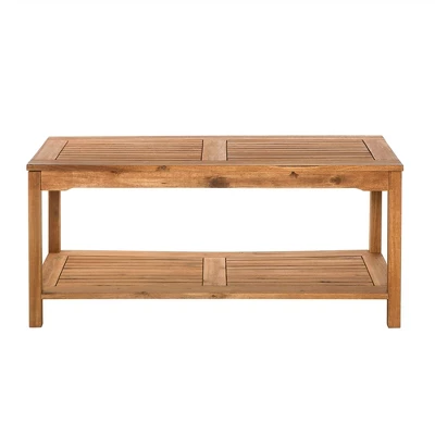 Ravenscroft Modern Boho Acacia Wood Slatted Outdoor Coffee Table With Lower Shelf - Saracina Home 12 Ravenscroft Modern Boho Acacia Wood Slatted Outdoor Coffee Table With Lower Shelf - Saracina Home - Image 10