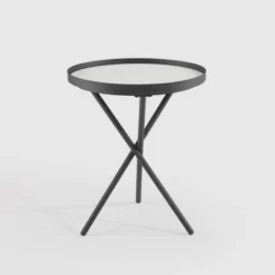 Modern Minimalist Intersecting Tripod Leg Side Table Black/Faux White Marble - Saracina Home -Saracina Home Shop GUEST 9c63270b 2b0f 47bd 80c6 5ee6ffc4f68d