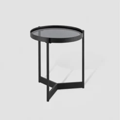 Modern Minimalist Tray Top Round Glass Side Table Black - Saracina Home -Saracina Home Shop GUEST 9c9c5e1e a4df 40d2 80e4 2e6a23e7f8c3