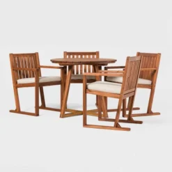 Saracina Home 5pc Modern Slatted Acacia Outdoor Dining Set With Round Table -Saracina Home Shop GUEST 9d726d02 3bf0 4f04 9439 6de7c83b7e6c