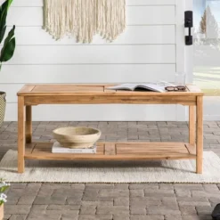Ravenscroft Modern Boho Acacia Wood Slatted Outdoor Coffee Table With Lower Shelf - Saracina Home 23 Ravenscroft Modern Boho Acacia Wood Slatted Outdoor Coffee Table With Lower Shelf - Saracina Home -Saracina Home Shop GUEST 9d8e40f6 e18b 4bf4 8a7b d05b8ff7e305