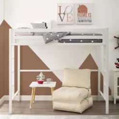 Twin Premium Deluxe Metal Loft Bed - Saracina Home