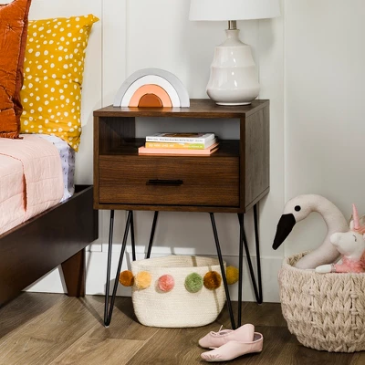 Amal Modern Single Drawer Hairpin Leg Nightstand - Saracina Home 3 Amal Modern Single Drawer Hairpin Leg Nightstand - Saracina Home