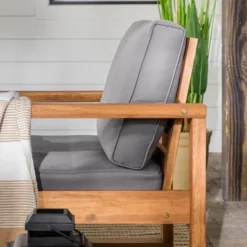 Galia 2pc Square Leg Acacia Wood Chair And Ottoman With Cushions - Brown - Saracina Home 28 Galia 2pc Square Leg Acacia Wood Chair And Ottoman With Cushions - Brown - Saracina Home -Saracina Home Shop GUEST 9ff6703f 494c 4b96 9dac b82d4bc86e58