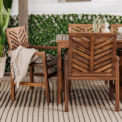 7pc Slatted Chevron Acacia Patio Dining Set - Saracina Home 8 7pc Slatted Chevron Acacia Patio Dining Set - Saracina Home - Image 6