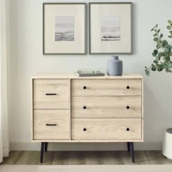 Ivora Lifted Mid-Century Modern Asymmetrical 5 Drawer Dresser - Saracina Home -Saracina Home Shop GUEST a177ed74 4537 4f4a b9db f2c581dbedf6