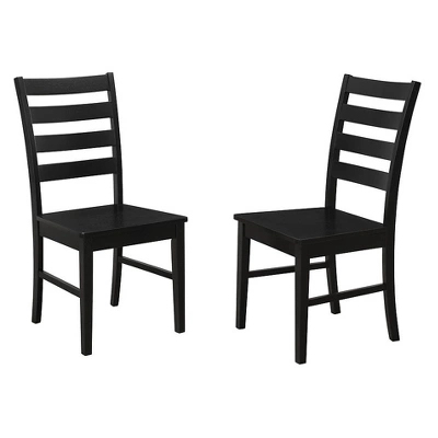 Set Of 2 Wood Ladder Back Dining Chair Black - Saracina Home 3 Set Of 2 Wood Ladder Back Dining Chair Black - Saracina Home