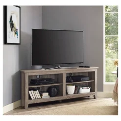 Transitional 4 Cubby Wood Open Storage Corner TV Stand For TVs Up To 65" - Saracina Home -Saracina Home Shop GUEST a33914ea 8d3b 42b2 8556 fd626c352f65