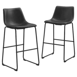 Set Of 2 Laslo Modern Upholstered Faux Leather Barstools - Saracina Home -Saracina Home Shop GUEST a4add1a4 bb2f 4cbe ae20 d66ff887ef75