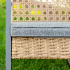 Komodo Modern Boho Faux Rattan & Metal Outdoor Rocking Chair With Cushion - Brown/Gray - Saracina Home -Saracina Home Shop GUEST a71a9c37 cd34 445c 88c4 696410288c89